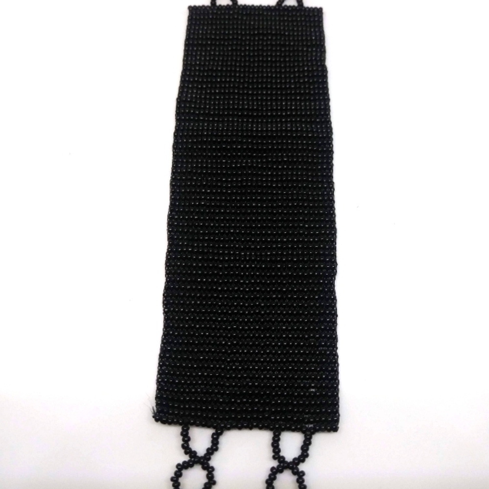 Handmade beaded cuff bracelet black